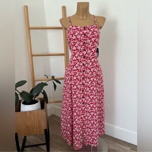 Universal Thread Dark Pink Floral Button-Front Sundress with Spaghetti Straps S
